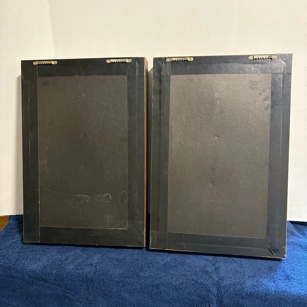 2 Vintage Indonesian Wayang Golek Rod Stick Puppets In 13x20 Shadow Boxes Decor